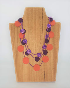 3 Strand Circle Silk Necklace Adjustable Cambodian