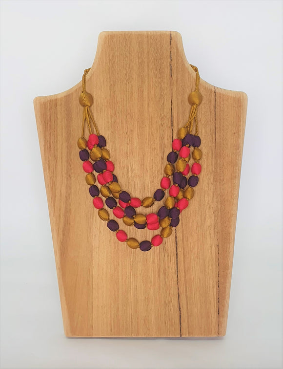 4 Strand Silk Necklace Adjustable Cambodian