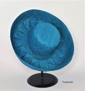 Raffia Curve Brim Hat in Peacock Blue