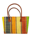 Raffia Striped Handbag Large in Jelly Beans