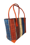 Raffia Striped Handbag Small in Fizzy Cola