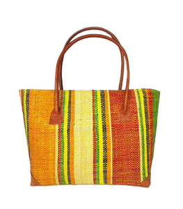 Raffia Striped Handbag Small in Jelly Beans