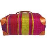 Raffia Striped Handbag Large in Rosy Apple