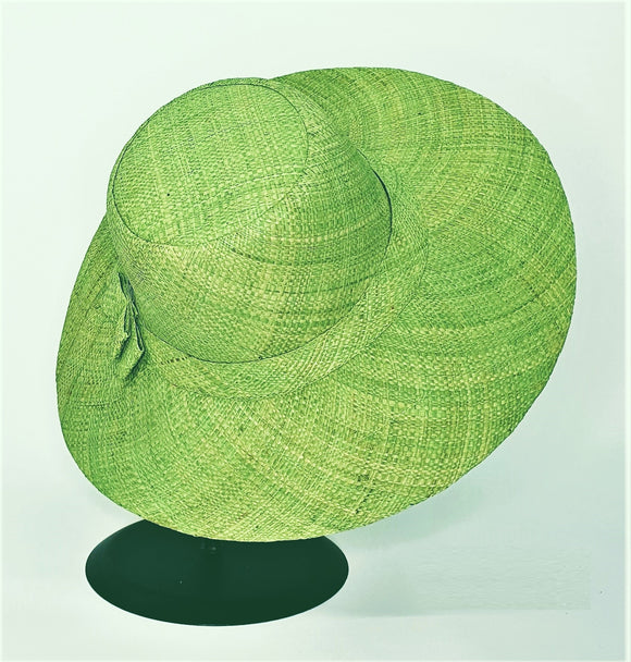 Flat Brim Raffia Sunhat in Pear Green