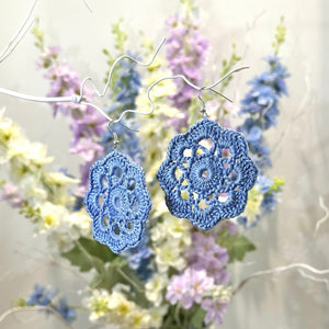 Edged Petal Flower Crochet Earrings (Silver Coloured Hooks)